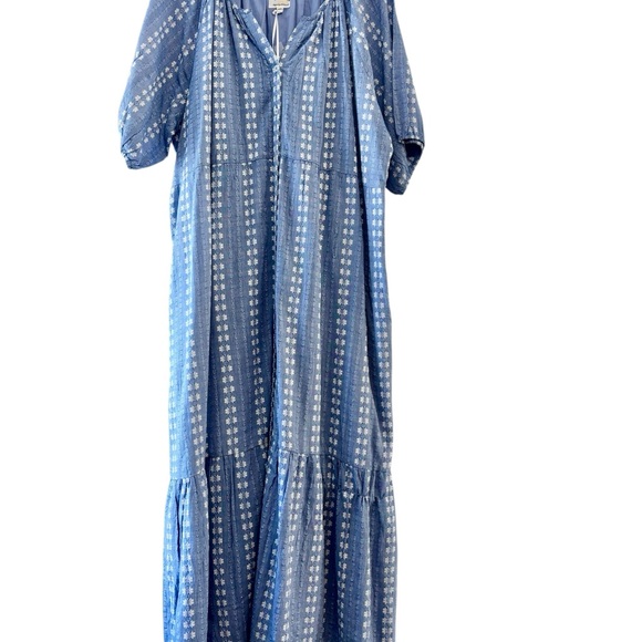Citrus Called to Surf Isa Jacquard Blue White Maxi Dress Coastal Vacation XXXL - Picture 2 of 11